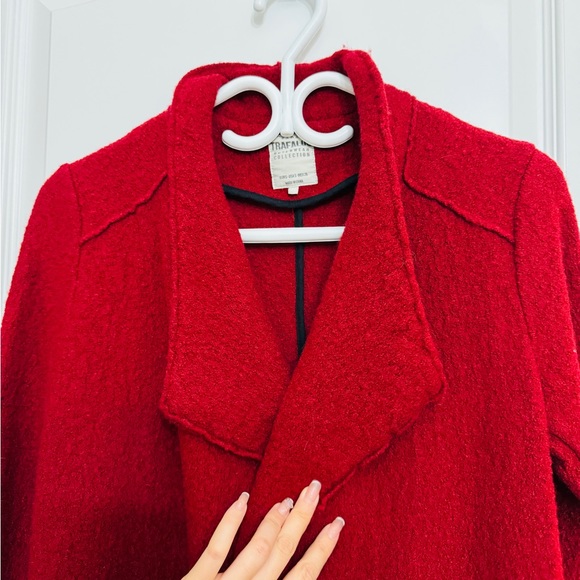 ZARA Christmas Red Wool Coat, Size S - Picture 3 of 8